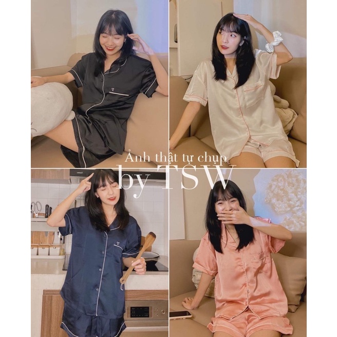 [Mã SKAMCLU7 giảm 10% tối đa 50K đơn 0Đ] SET ĐỒ NGỦ PIJAMA lụa thêu tim, pijama lụa ( Ảnh thật )