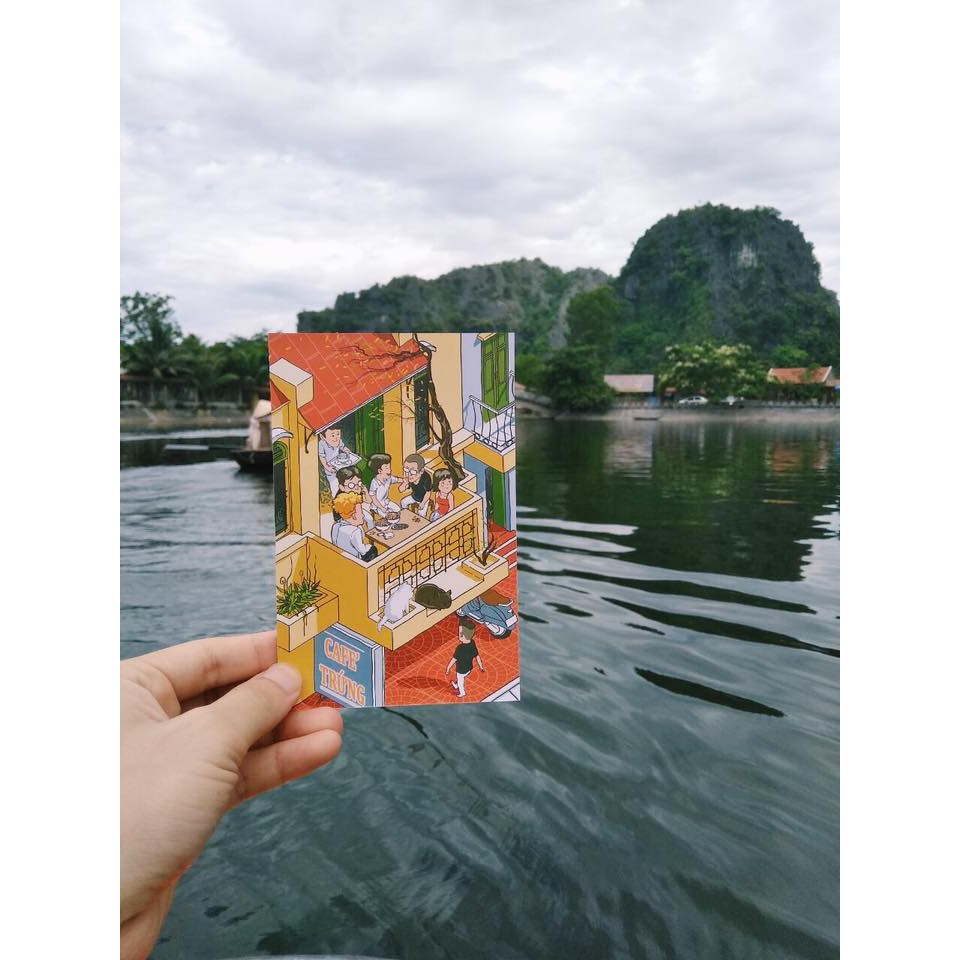 Thiệp postcard Bình Dị Hà Nội - Cà phê trứng