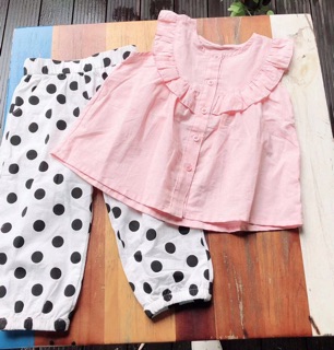 set bộ next màu hồng chấm bi cho bé gái