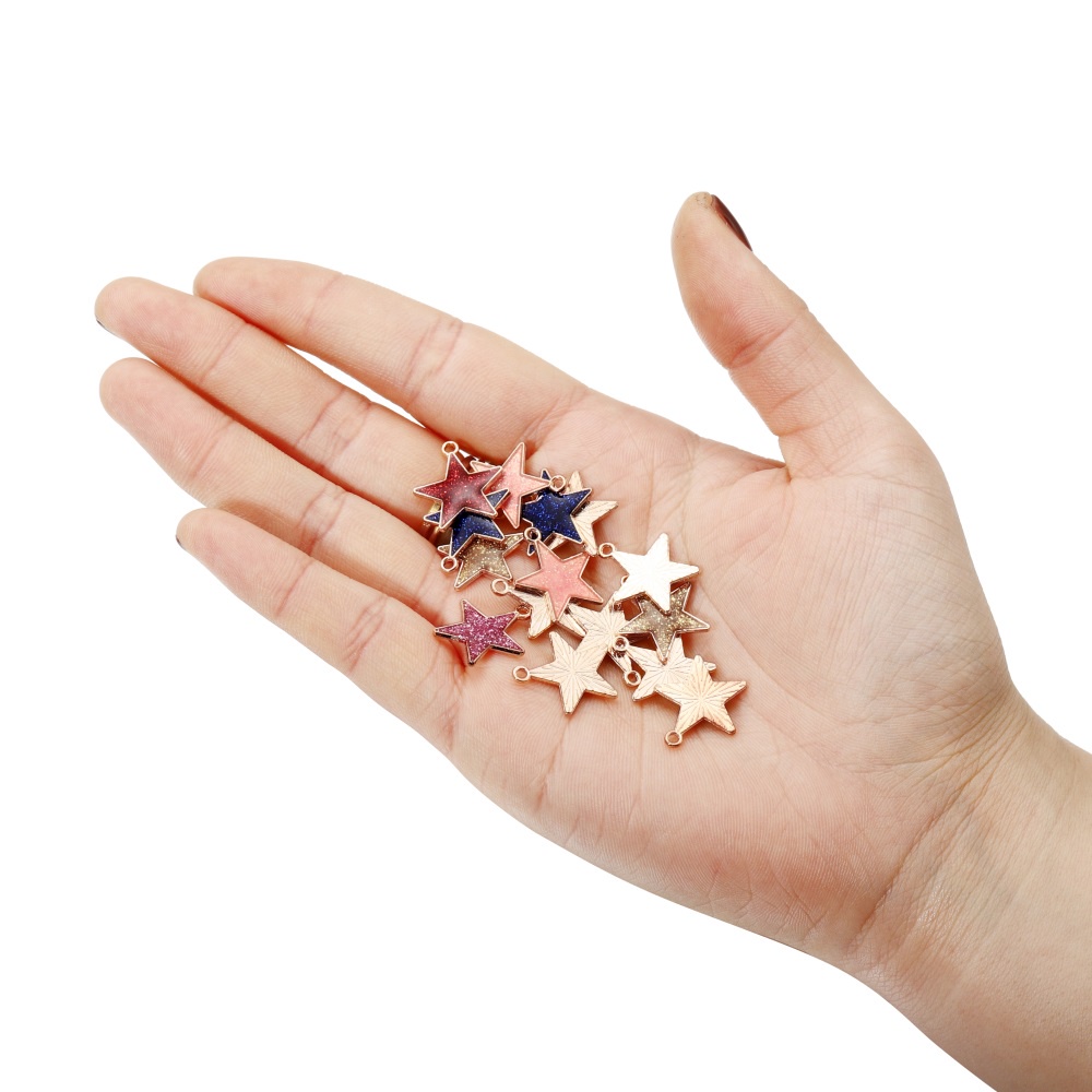 Bộ 10 mặt dây chuyền vòng tay St.kunkka hình ngôi sao nhỏ bằng hợp kim nhiều màu sắc