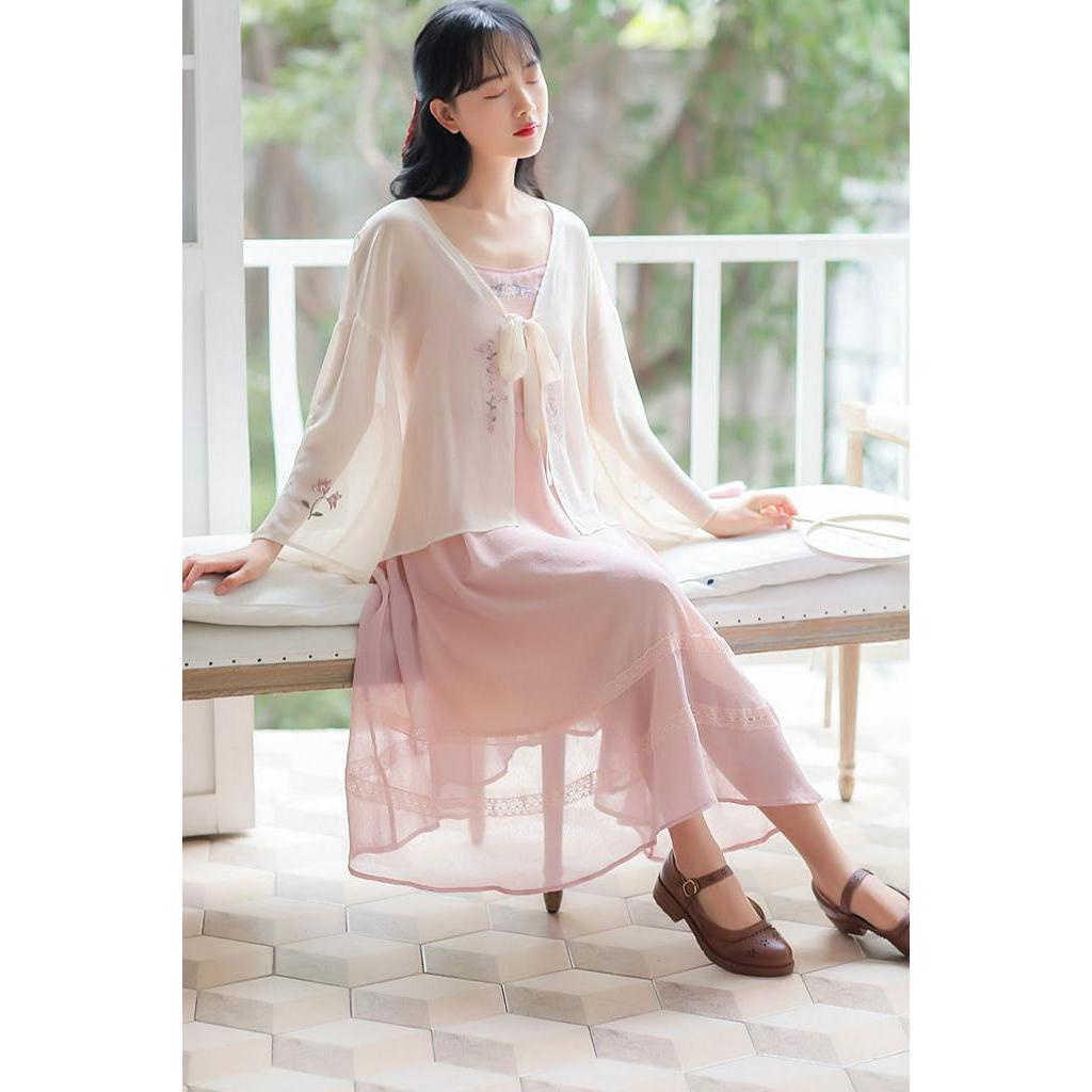 Áo khoác voan thêu họa tiết cổ trang thanh lịch cho nữ 7719