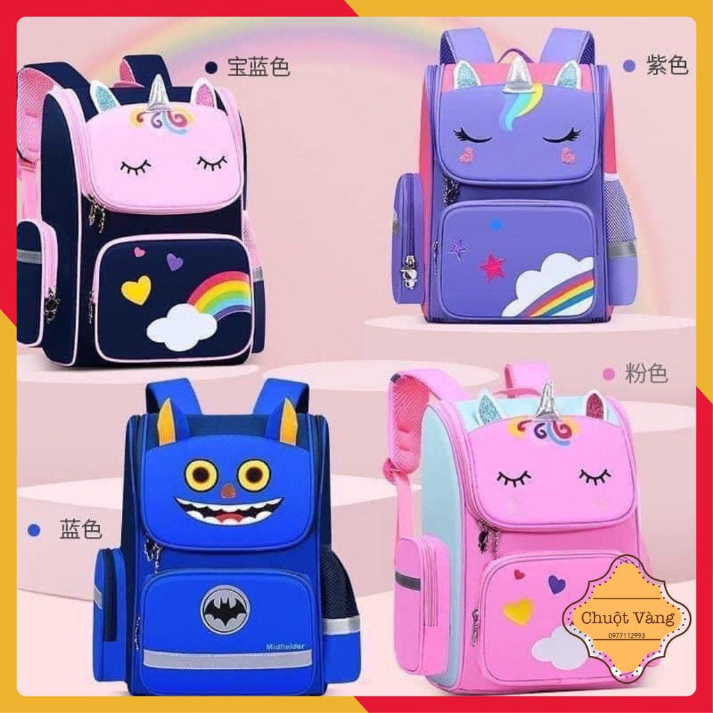 Balo chống gù tiểu học chống thấm nước hình ngựa