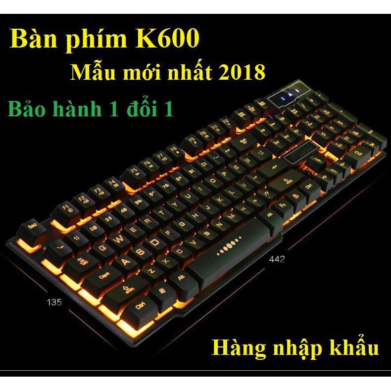 Bàn phím máy tính K600 siêu nhậy, đèn led sáng đẹp mắt – Top 10 bàn phím chơi Game Đẹp, Chất, Giá Tốt - BH 1 ĐỔI 1