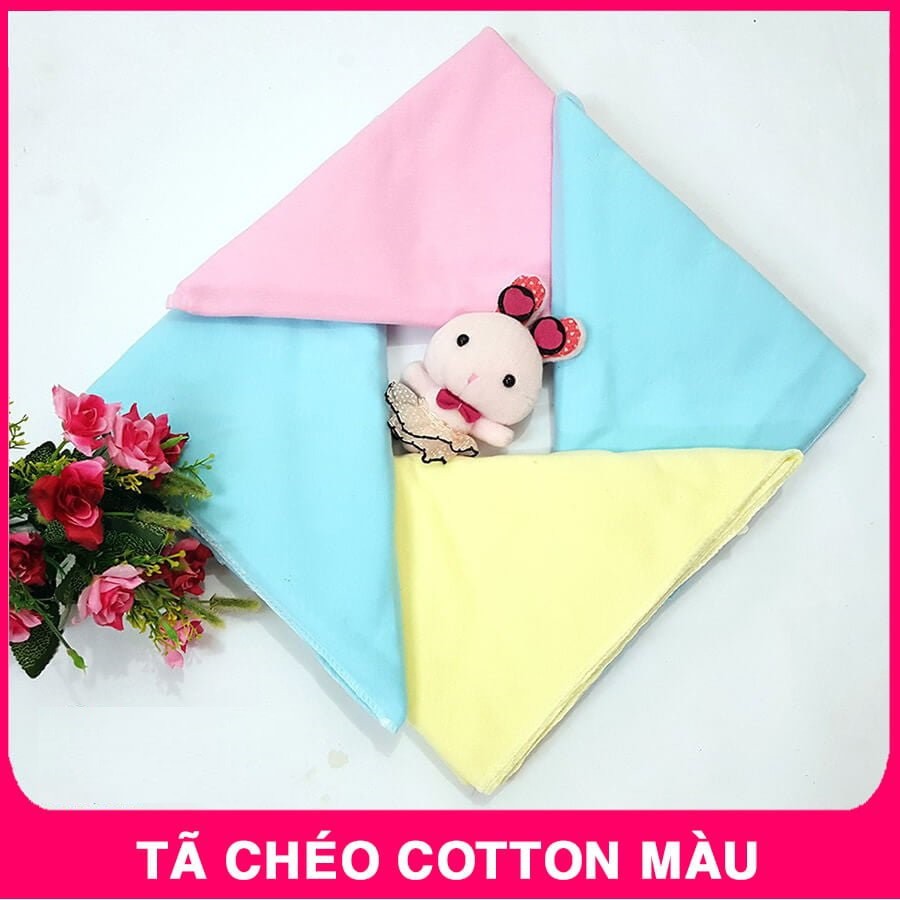 Tã chéo tam giác màu trơn cho trẻ sơ sinh ( set 10 cái)