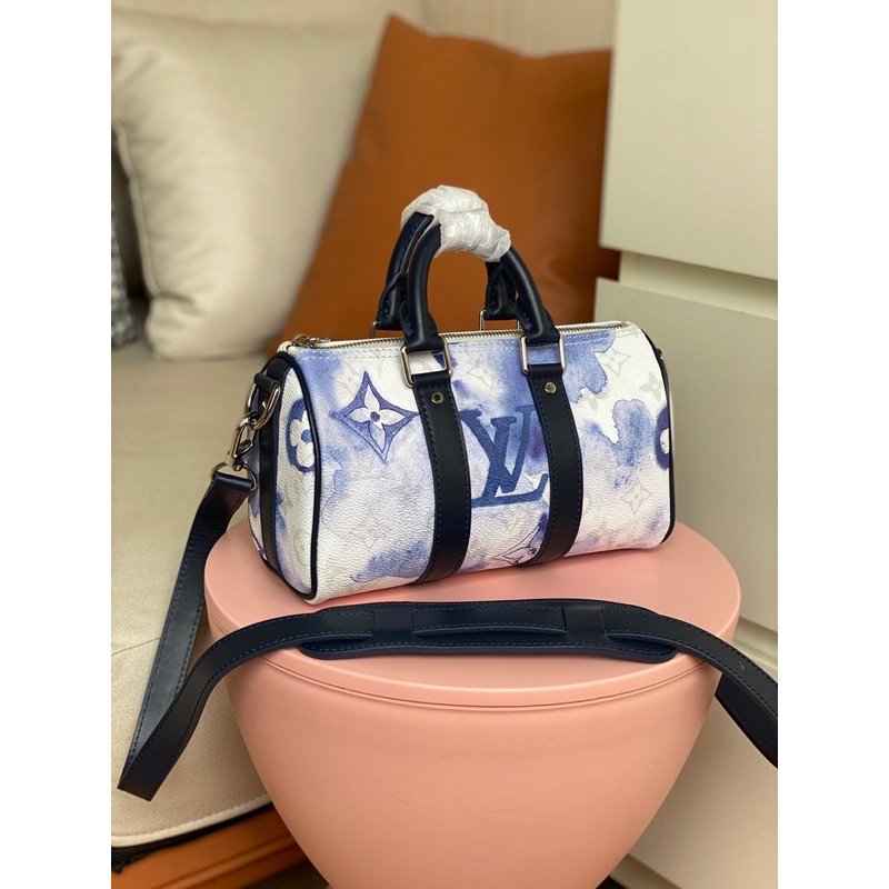 Túi xách tay nữ có dây đeo da in hoạ tiết khoá kéo louis vuitton LV