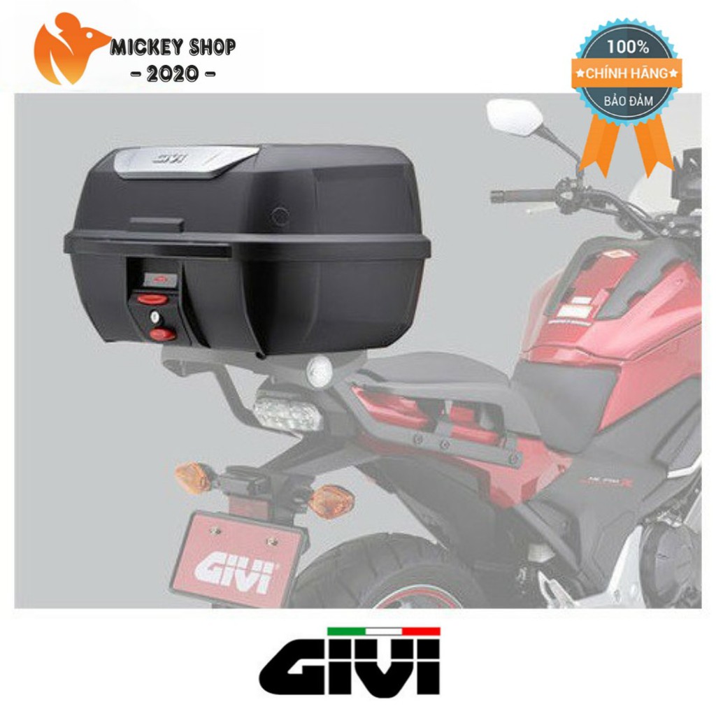 [ CHÍNH HÃNG ] Thùng GIVI E43NTL Mulebox Gắn Sau Xe Máy Motor Màu Đen Với Đế Đệm