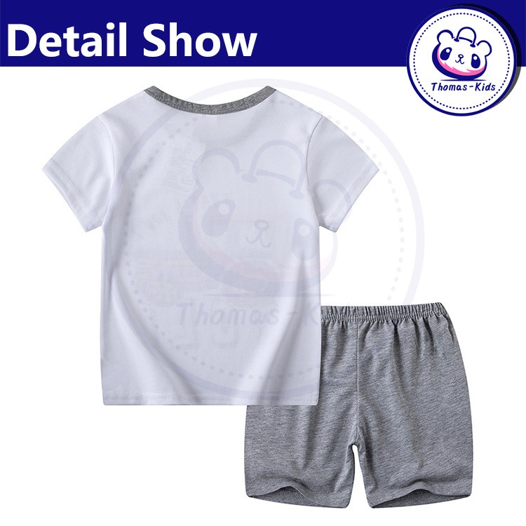 Set áo thun tay ngắn và quần Short họa tiết hoạt hình cho bé trai D118