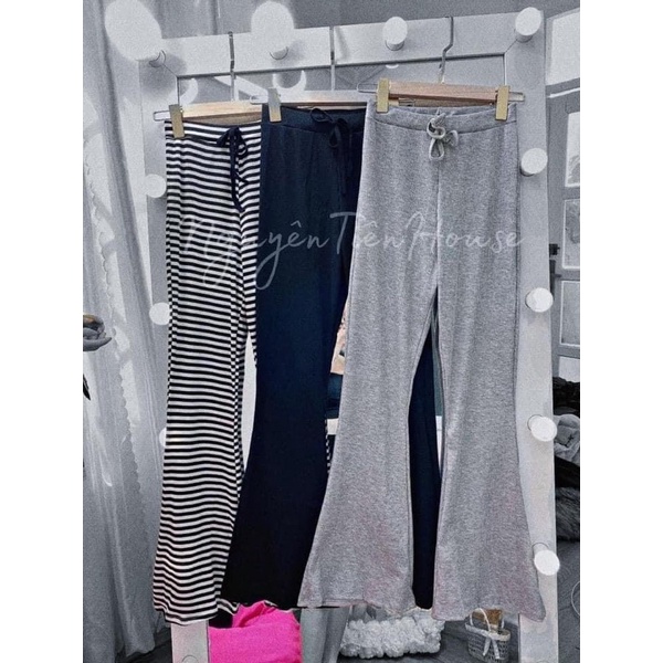 quần thun ống loe dây rút siêu đẹp, lưng ( cạp) siêu cao, dày dặn chuẩn form , hình thật kèm video