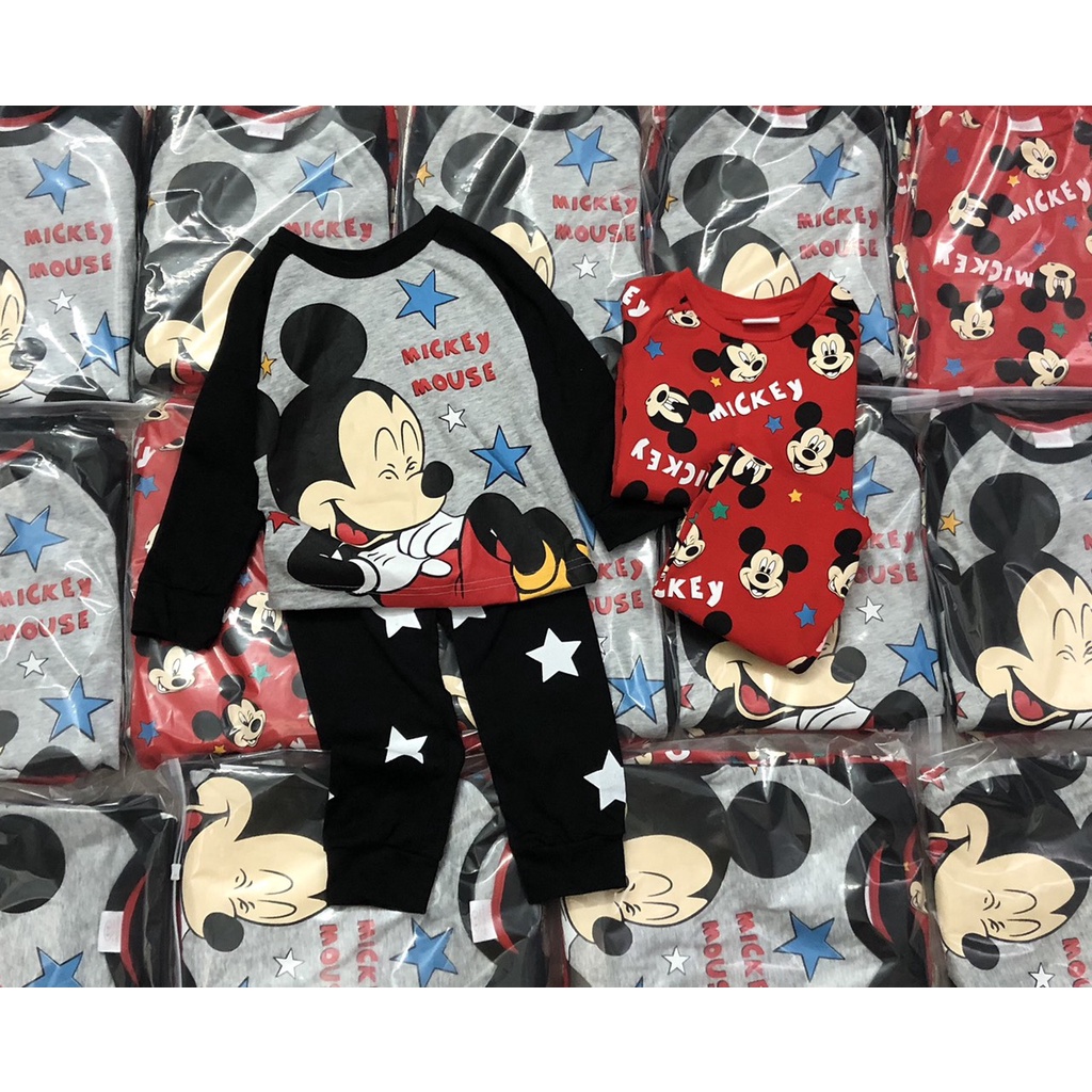 Bộ dài tay thu đông bé trai -Set 2 bộ Mickey Next chất cotton cho bé trai size 1-6t