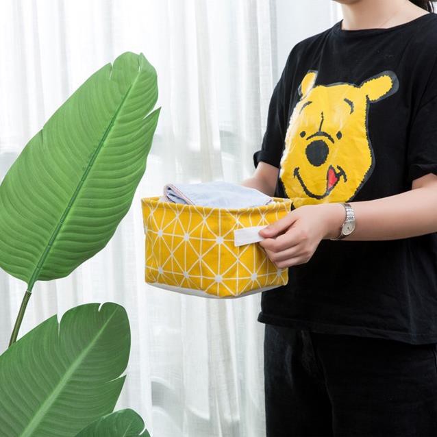 Giỏ đựng đồ CÁ NHÂN vải canvas dày, chống nước, giỏ vải văn phòng xinh xắn, dễ thương