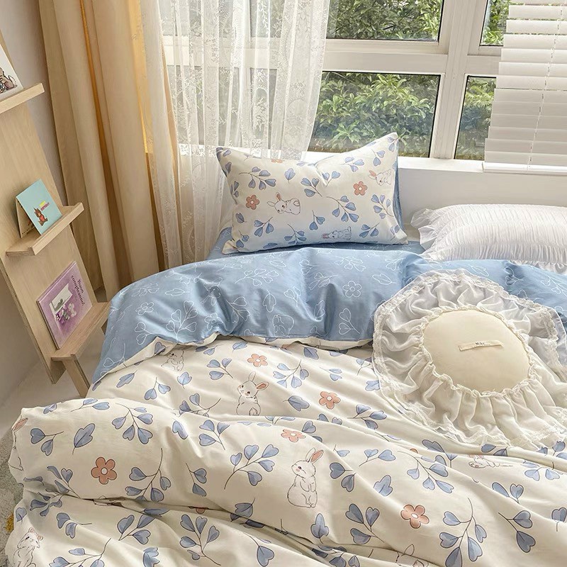 [Chi tiết] Chăn Ga Gối Cotton Living "CÁO XANH" 4 MÓN