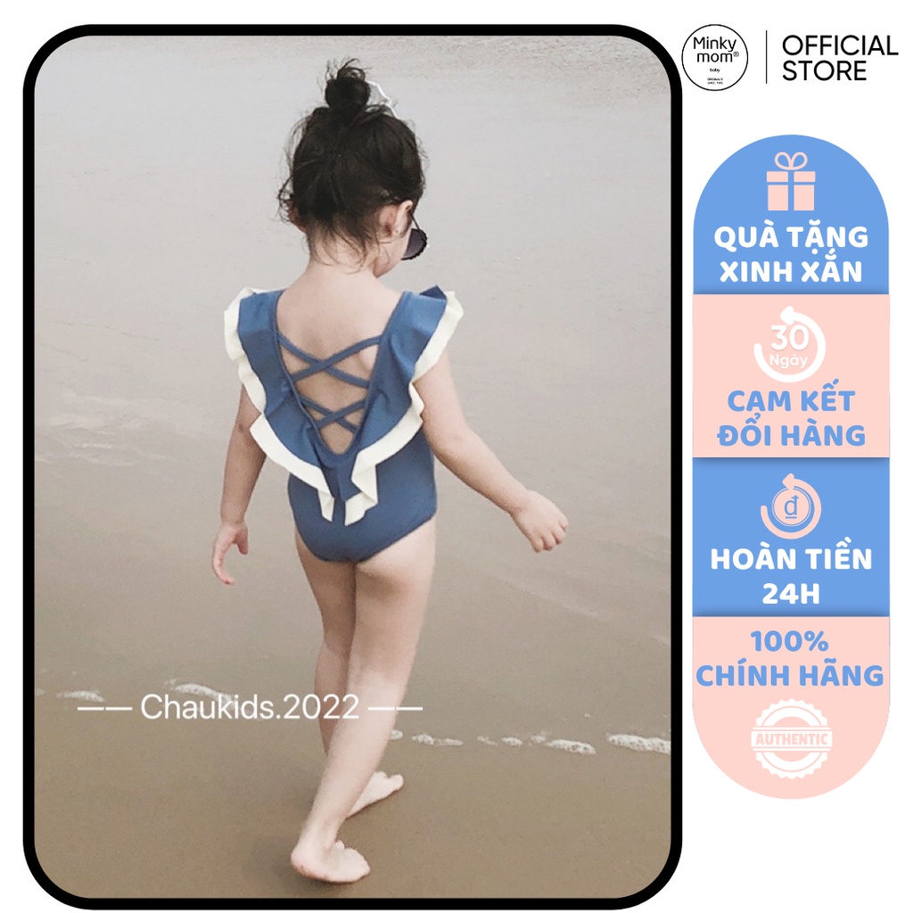 Bộ Bơi Bé Gái 1 Mảnh Bèo Cổ Dây Đan Lưng Xinh Xắn, Bikini Cho Bé Mặc Đi Biển CK18