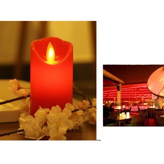 Nến điện tử bằng sáp Đỏ, cao 8cm, đường kính 5cm, tim nến lắc lư