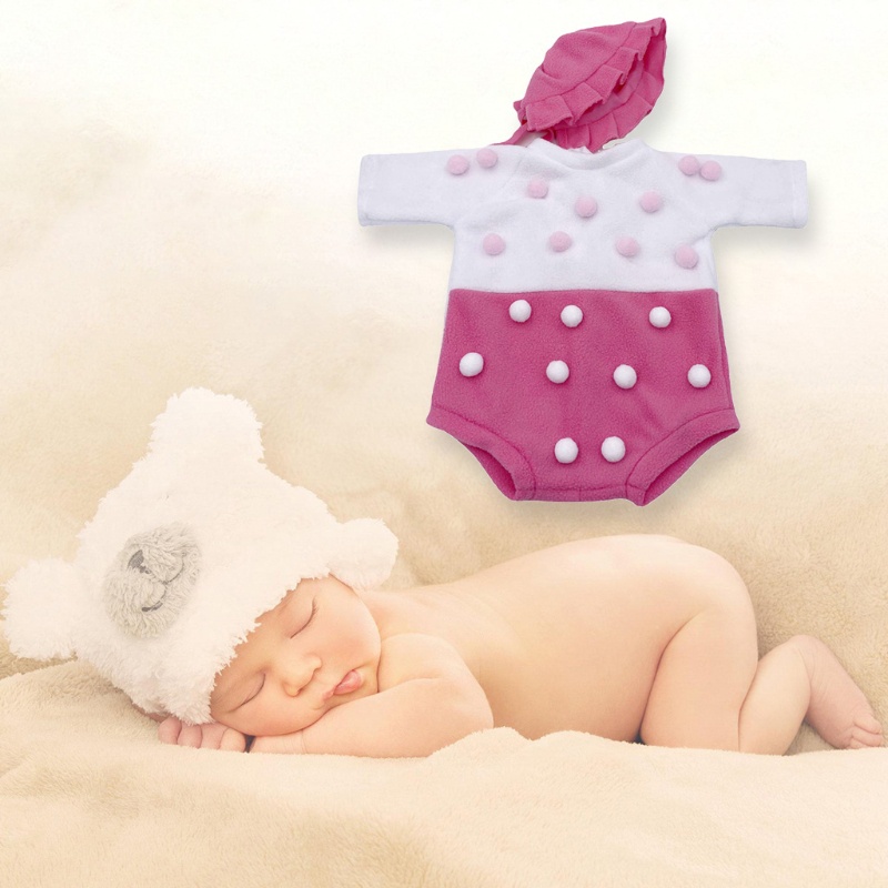 Bộ 2 Món Áo Liền Quần + Mũ Beanie + Bóng Lông Nhỏ Dùng Chụp Ảnh Cho Bé Sơ Sinh