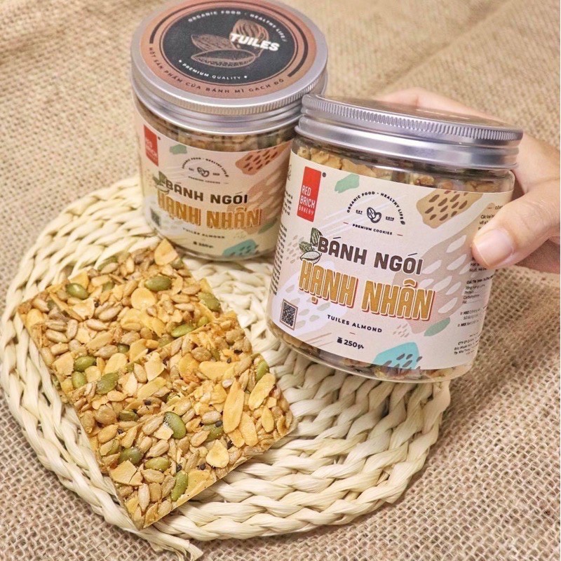 Bánh ngói hạnh nhân ăn kiêng Gạch Đỏ hộp 250g