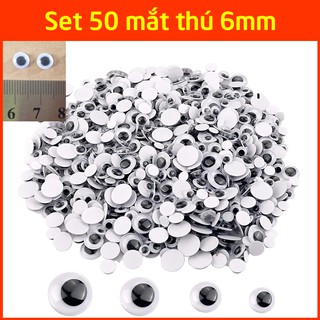 Set 50 mắt thú nhựa 6mm làm đồ handmade, thú nhồi bông...