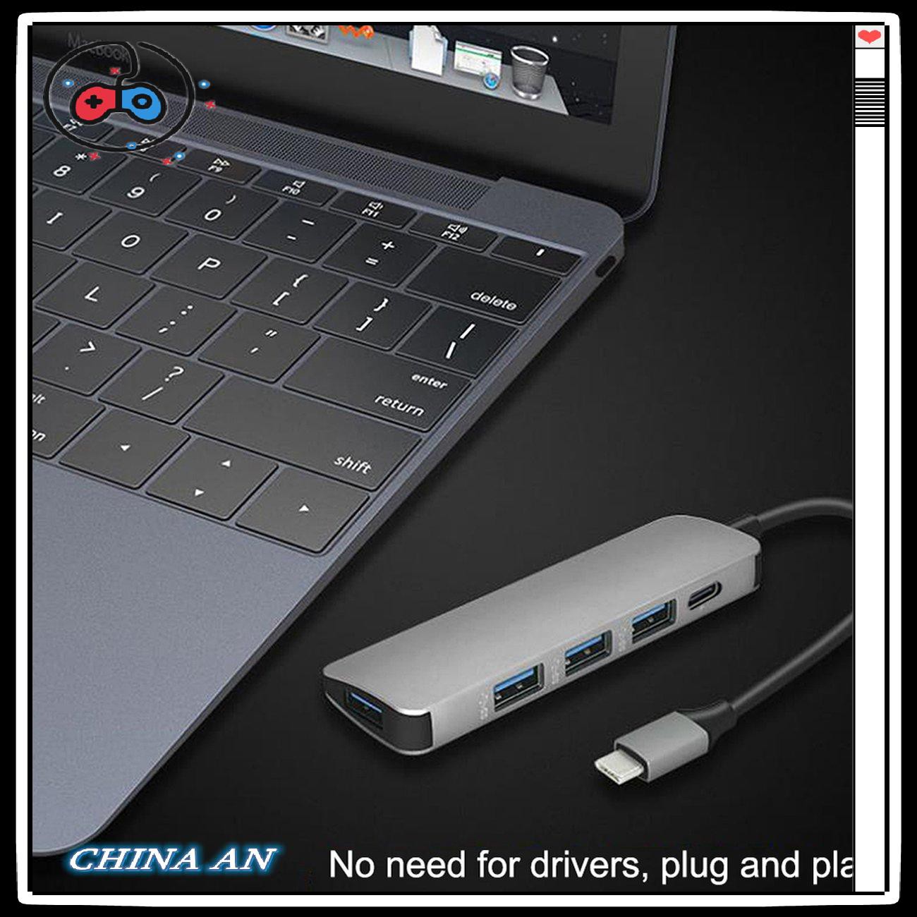 ⚡Hot sản phẩm/5 in 1 USB C HUB USB-C to 3.0 HUB Thunderbolt 3 Adapter for MacBook Portable