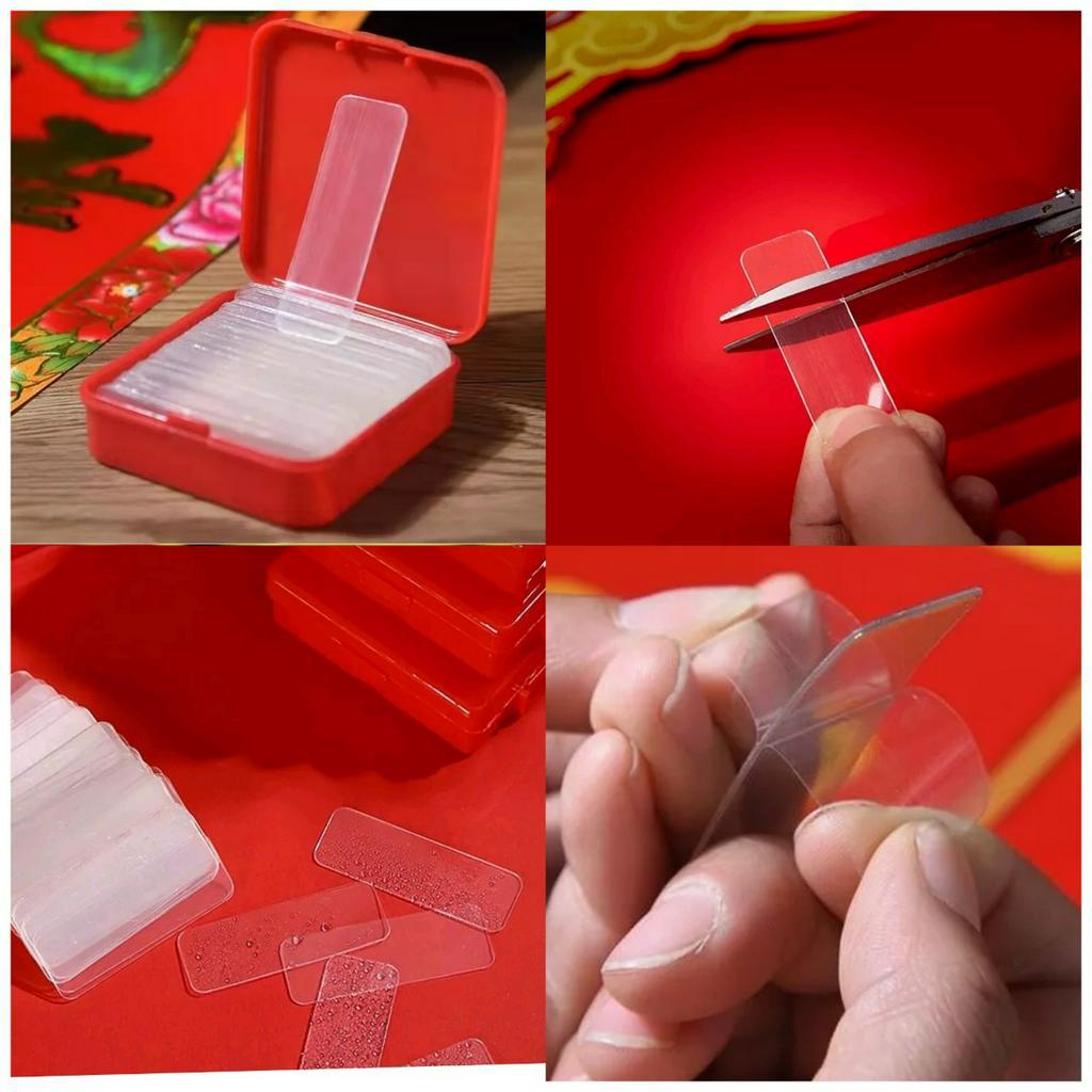 Bán Sỉ 10 Hộp 60 Miếng Dán Băng Keo 2 Mặt Trong Suốt Siêu Dính Treo đồ