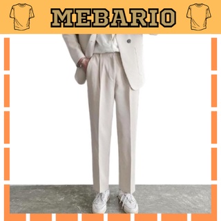 Quần tây nam Mebario quần baggy màu be cạp cao phong cách Hàn Quốc
