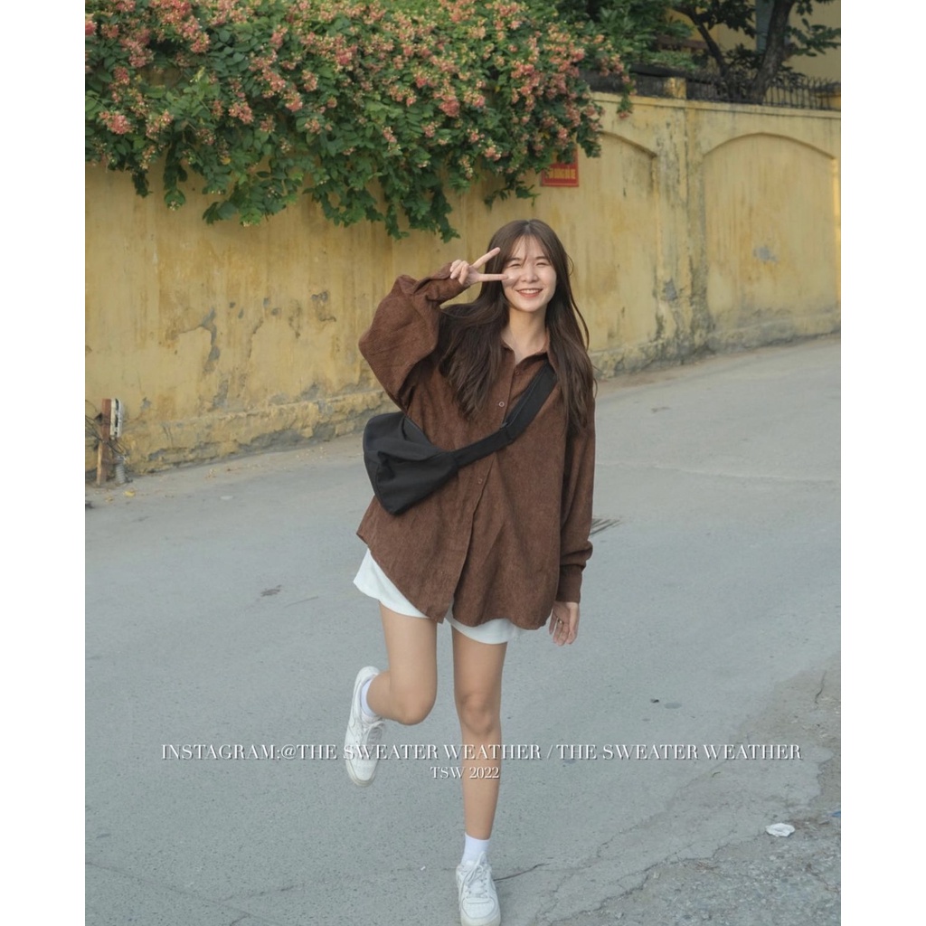 Áo sơ mi nhung tăm 2 màu oversize Sominhungtam181_P0K19