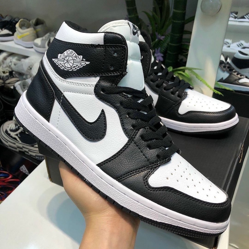 Giày Thời Trang Nam Nữ Cổ Cao Fashion, Giày Thể Thao Nike Jordan 1 JD1 Đen Trắng Da Cao Cấp Full Box Bill Giá Rẻ