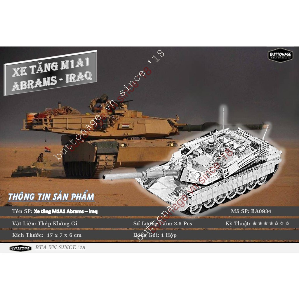 Mô Hình Lắp Ráp 3d Xe tăng M1A1 Abrams - Iraq