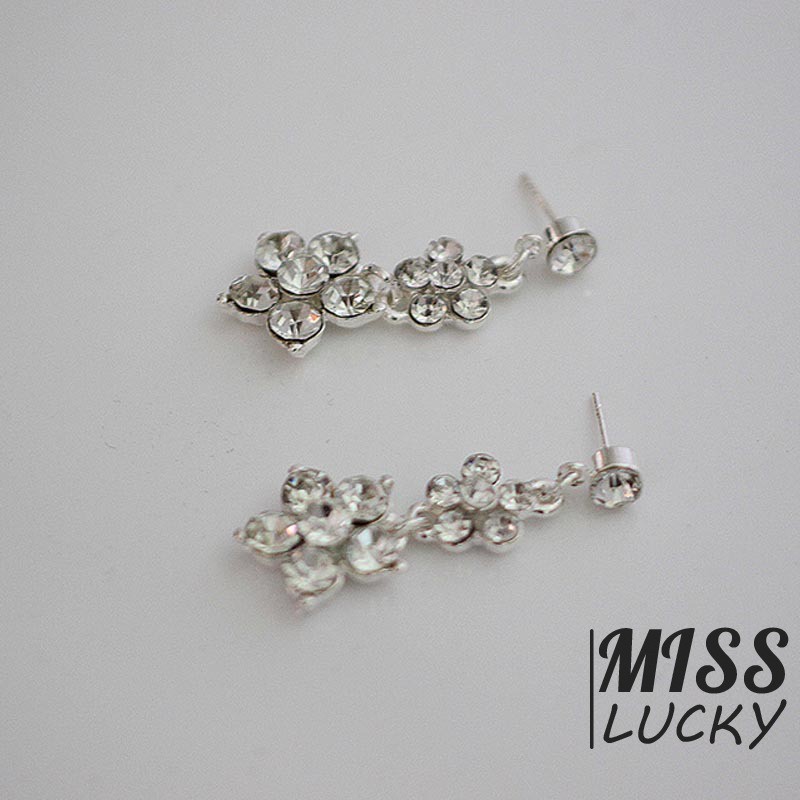 Set vòng cổ và khuyên tai đính đá sang trọng quý phái cho nữ