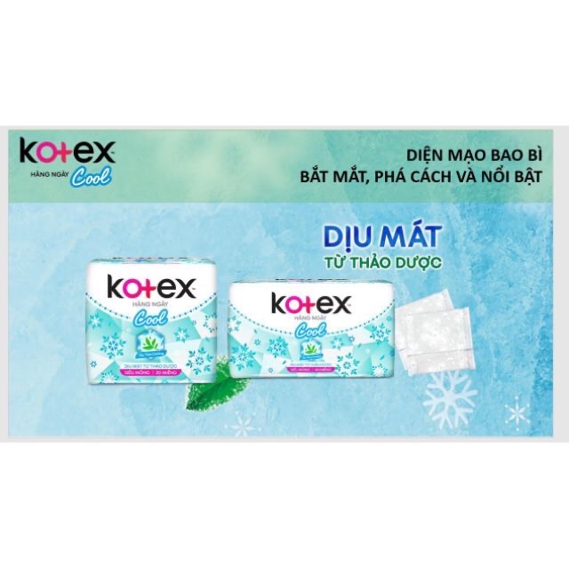 Băng vệ sinh Kotex thảo dược cool mát lạnh hằng ngày gói 20 miếng