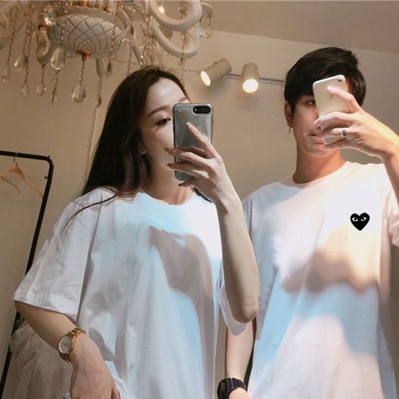 Áo Thun Cotton Ngắn Tay Dáng Rộng Thời Trang Đường Phố Cá Tính Cho Cặp Đô