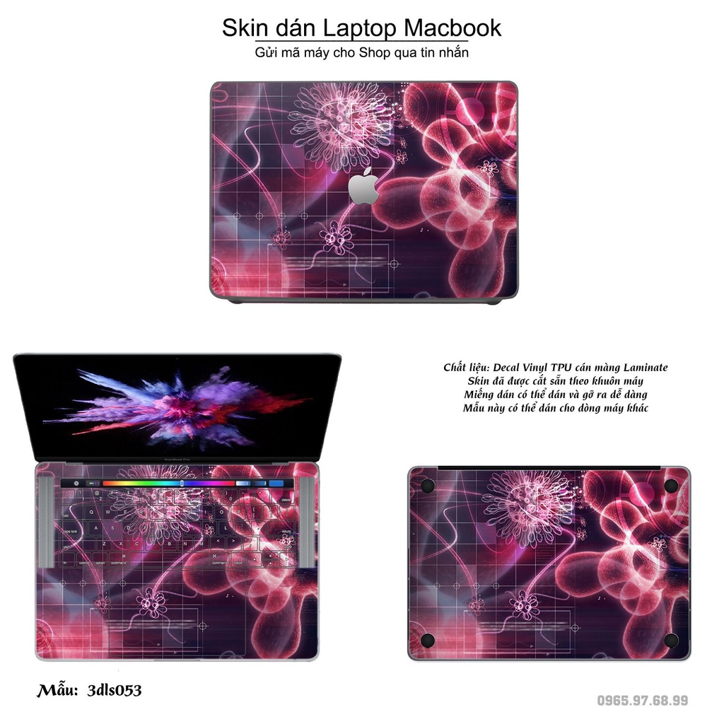 Skin dán Macbook mẫu 3Ds (đã cắt sẵn, inbox mã máy cho shop)