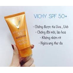 Kem chống nắng ngăn sạm da, giảm thâm nám không gây nhờn rít có SPF 50 Vichy