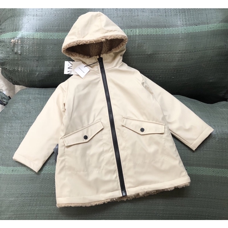 Áo khoác phao Z.ara lót lông cừu cho bé gái xuất xịn 2 màu size 6-12 tuổi