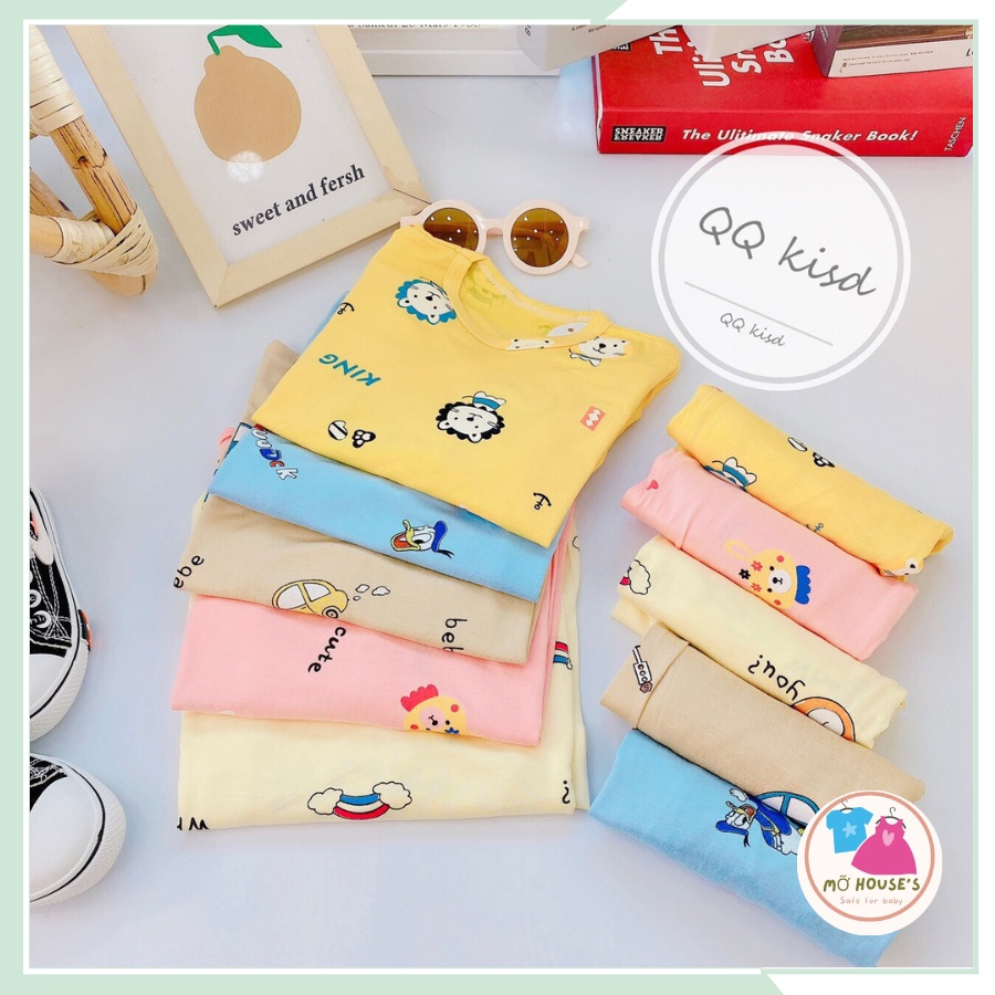 Bộ thun lạnh dài tay minky mom họa tiết dễ thương cho bé trai, bé gái BBT06