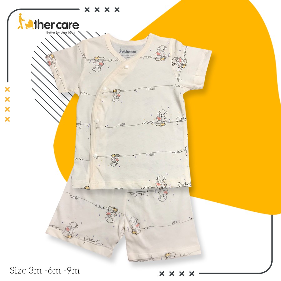 [Mã LT50 giảm 50k đơn 250k] Bộ Quần áo FatherCare sơ sinh Cài lệch CT - Chuột Little One FC854