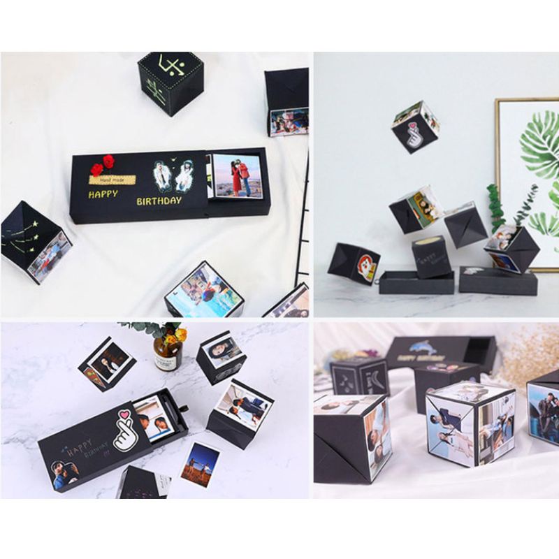Hộp Quà Tặng Album Ảnh Bìa Đen Bật Lên DIY Làm Quà Tặng