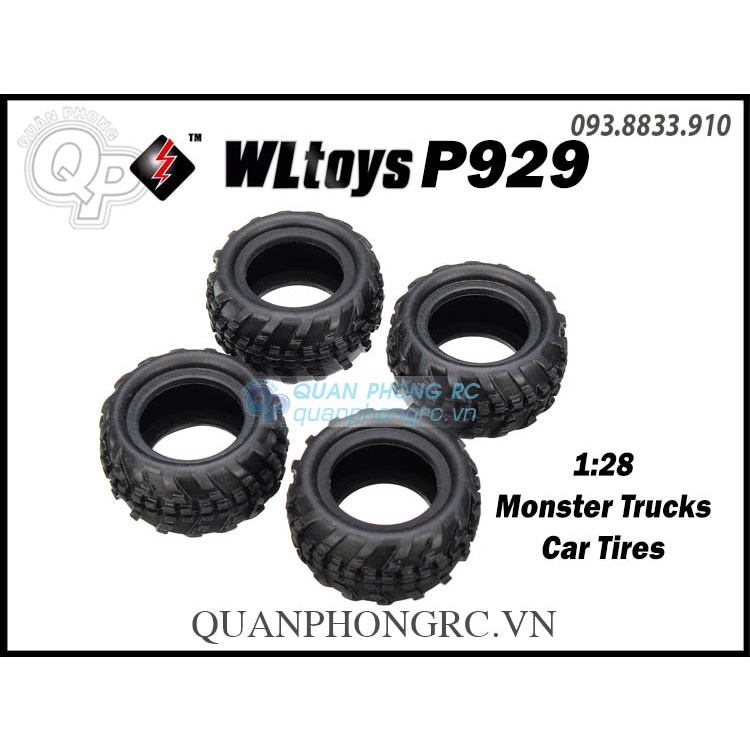 Bánh cao su cho xe WLtoys P929 1/28 Monster Truck Rubber (4 Cái)