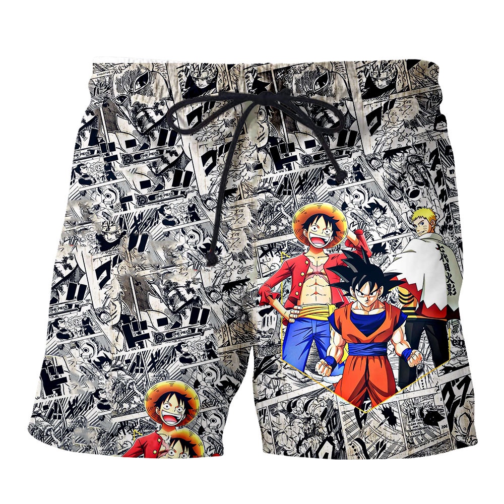 New Summer Beach Men Women Shorts 3D Printed Dragon Ball Naruto One Piece Fashion Casual Board Shorts Mens Short Pants