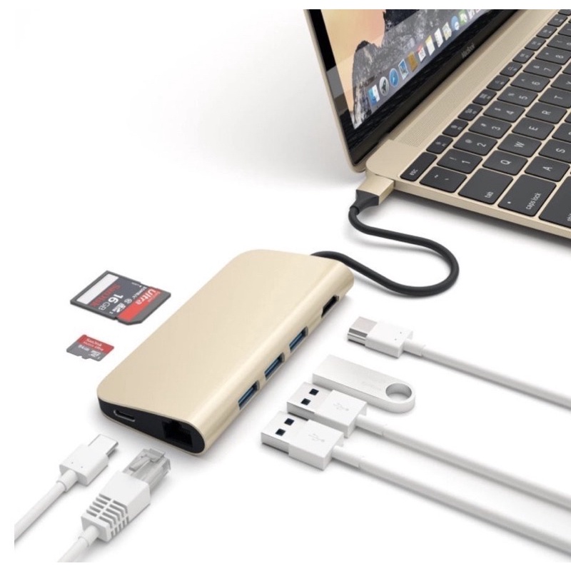 (Hàng chính hãng) USB C Hub với 3 Cổng USB 3.0 4 k HDMI SD/Micro SD RJ45 Baseus GN30E