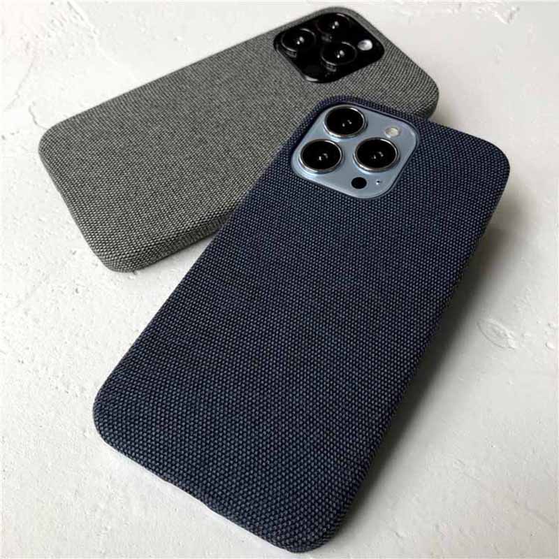 Ultra Ốp Điện Thoại Da PU Phối Vải Lanh cotton Siêu Mỏng Chống Trượt Cho iPhone 14 Plus 13 12 Pro Max 13Pro 14Pro 12Pro 12 13