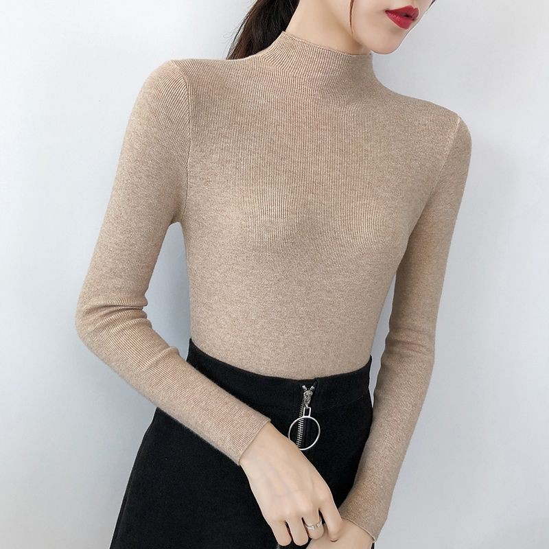 Áo len nữ phong cách hàn quốc kiểu đẹp tay dài cổ lọ 3 phân loại mịn cao cấp AL04 | BigBuy360 - bigbuy360.vn