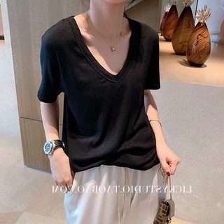 Áo phông  cổ tim đẹp Ảnh thật