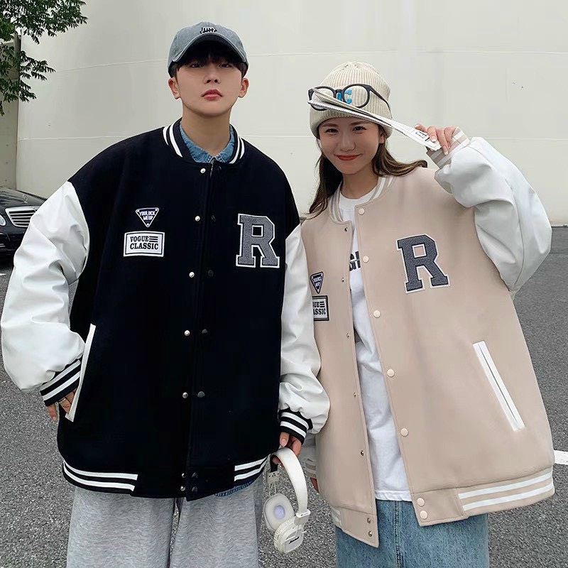 [Ảnh Thật] Áo Khoác Bomber Unisex Dạ 2 Lớp Chữ R Phối Màu Cá Tính Siêu Dày Dặn U130 [NewUnisex]