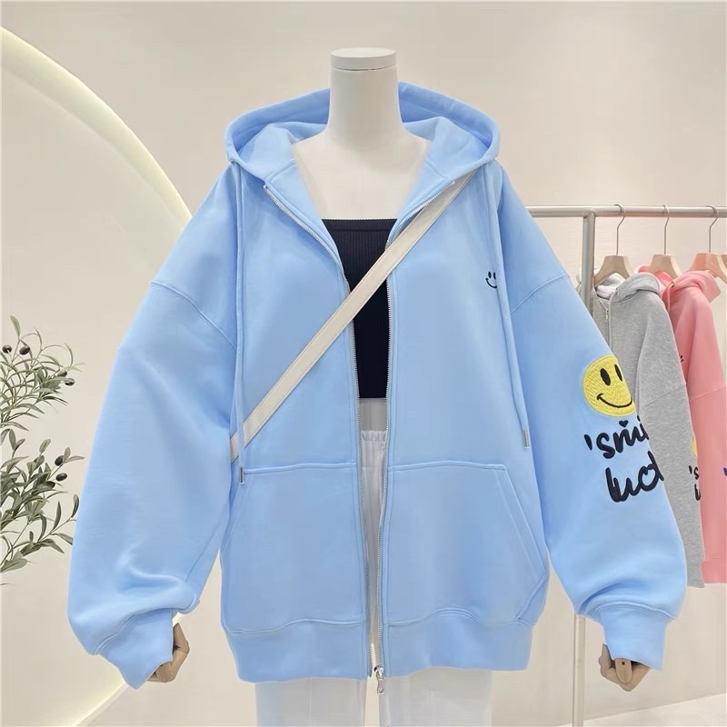 Áo khoác nỉ bông thêu mặt cười M614