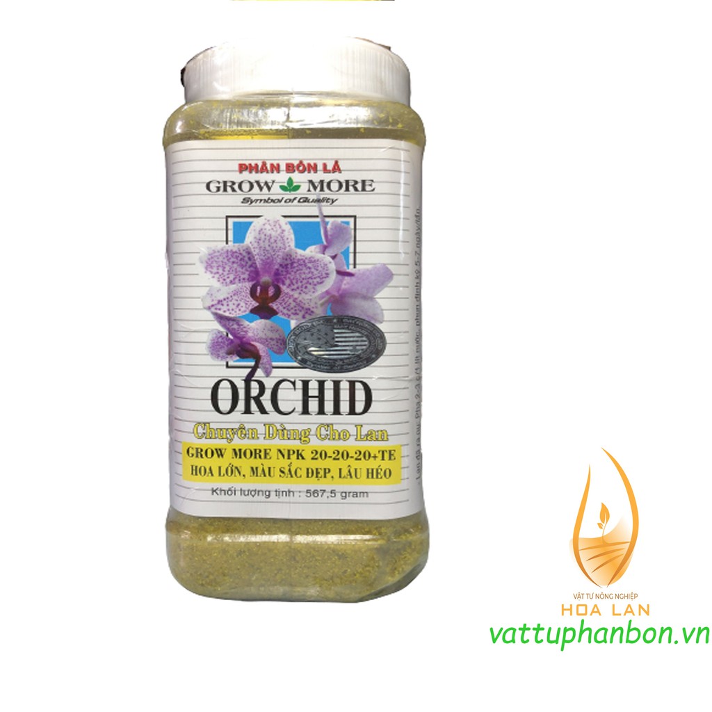 Phân Bón Lá Grow More OrchidD NPK 20-20-20+TE - Hoa lớn, màu sắc đẹp, lâu tàn - #381# 567g