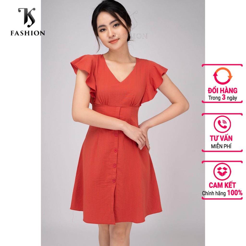 Đầm nữ cổ tim tay cánh tiên, dáng xòe cúp ngực, thiết kế cao cấp TKFASHION DK817