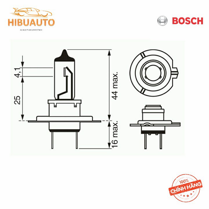 { NHẬP KHẨU } Bộ 2 Bóng Đèn Chiếu Sáng Halogen BOSCH H7 12V 55W HIBUAUTO