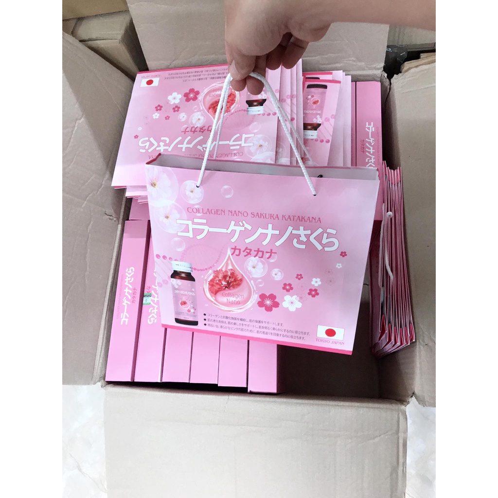 Nước uống Collagen Nano Sakura katakana - Đẹp da, sáng da, trắng da ( hộp 10 lọ )