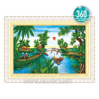 Tranh đính đá phong cảnh đồng quê 77292- chưa đính