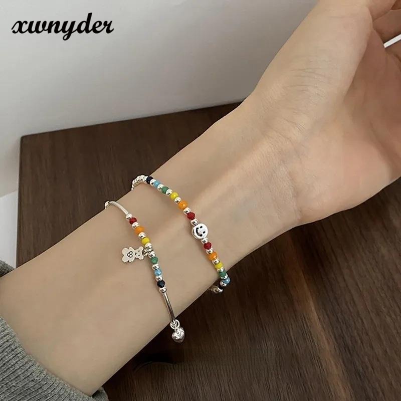 Vòng tay chuỗi hạt màu cầu vồng thiết kế mới phong cách Hàn Quốc thời trang dành cho bạn nữ