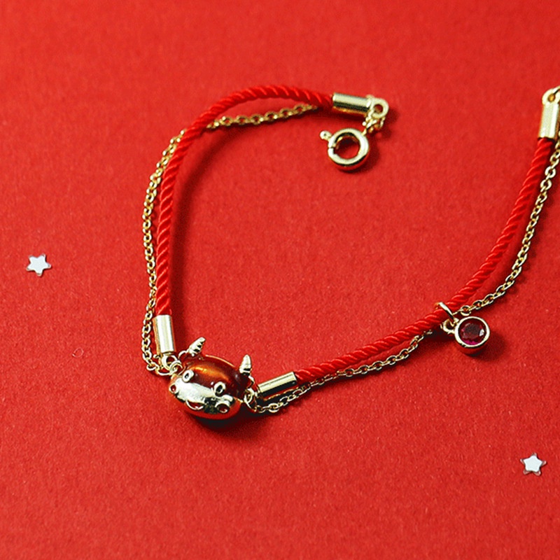 Vòng tay mạ bạc S925 màu đỏ may mắn